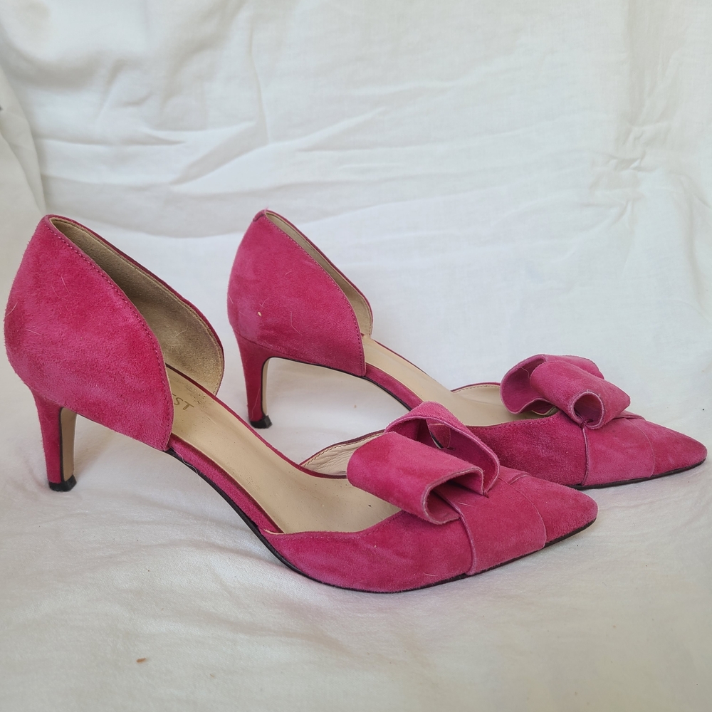 Nine West Pink Suede Heels with Bow Detail
